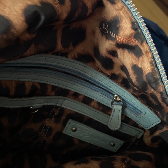 b. makowsky Woven Panel Studded Shoulder Bag - Light Blue - Picture 3 of 14